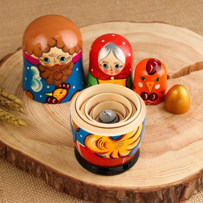 Матрёшка дерево «Курочка Ряба», сюжетная, 5 кукольная, 13.5 - 15 см, МИКС — фото 4