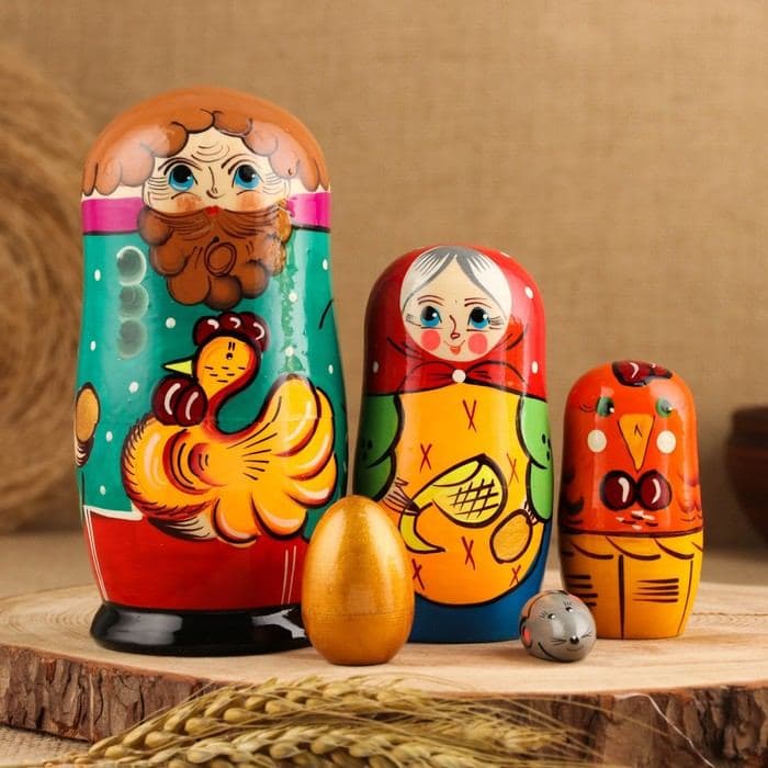 Матрёшка дерево «Курочка Ряба», сюжетная, 5 кукольная, 13.5 - 15 см, МИКС — фото 5