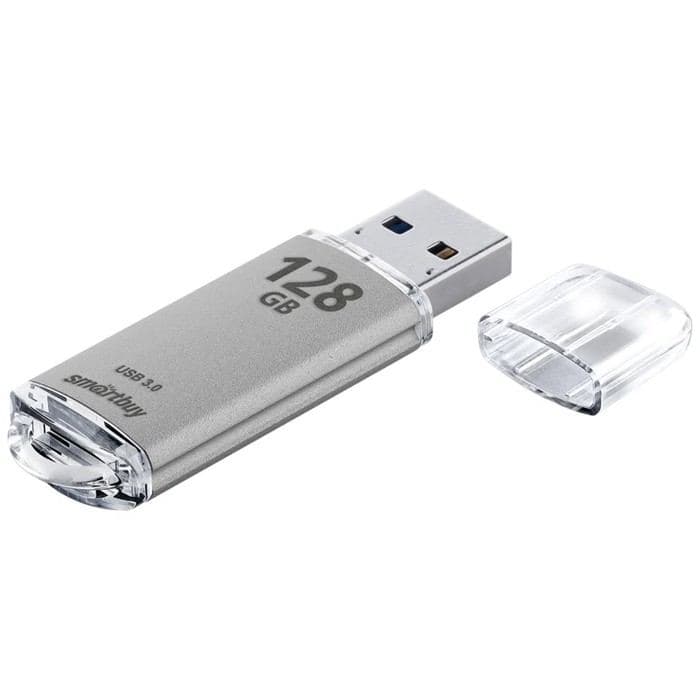 Флешка Smartbuy V-Cut, 128 ГБ, USB 3.0, чтение до 75 Мб/с, запись до 25 Мб/с, серая — фото 2