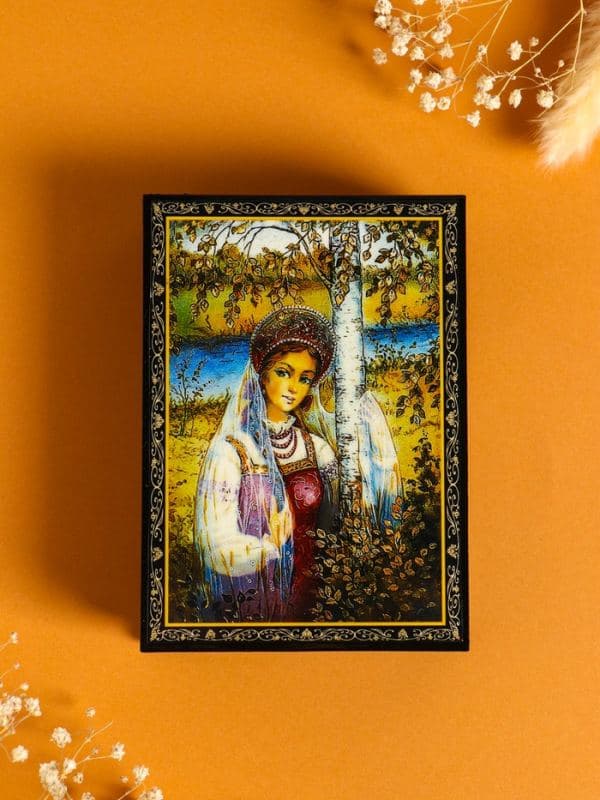 Шкатулка для украшений «Русская красавица», 10×14 см, лаковая миниатюра — фото 4