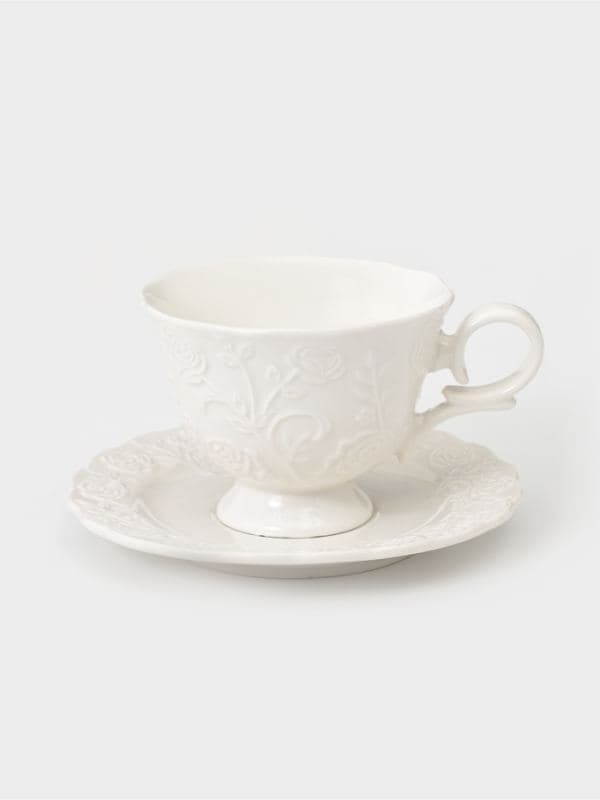Чайная пара Garden rose, 2 предмета: блюдце 15×1.5 см, чашка 230 мл, 12×9×6.5 см, фарфор, белая — фото 1