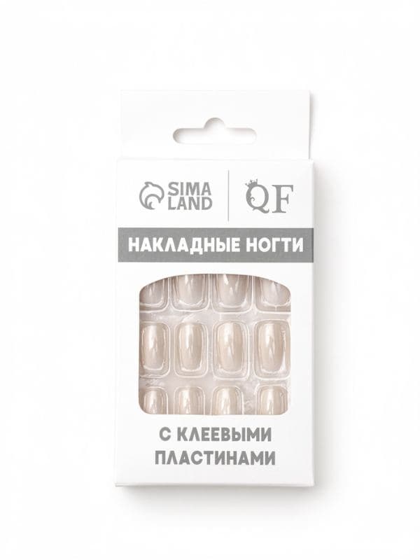 Накладные ногти, 24 шт., с клеевыми пластинами, бежевые — фото 3