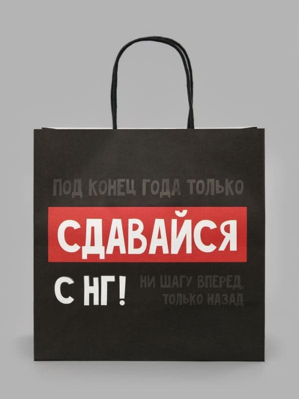 Пакет подарочный «НГ», 22×22×11 см, крафт — фото 2
