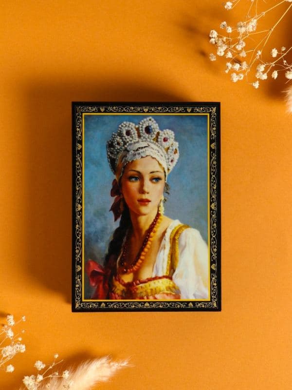 Шкатулка для украшений «Краса», 10×14 см, лаковая миниатюра — фото 4