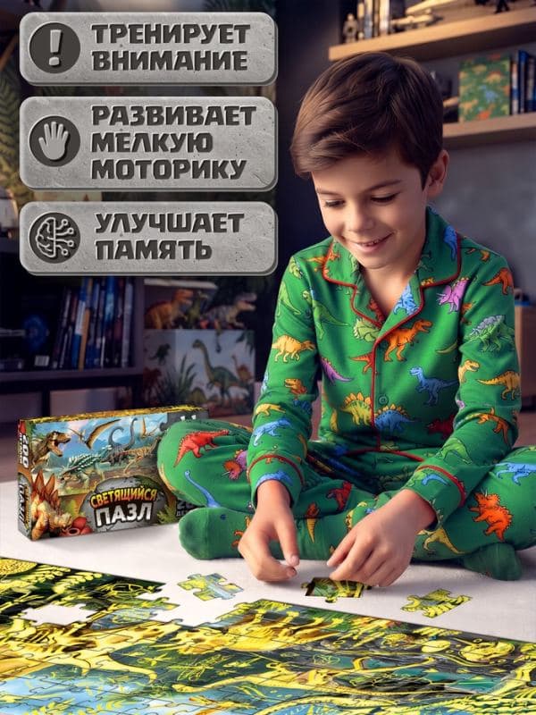 Пазл светящийся «Эпоха динозавров» 200 деталей — фото 5