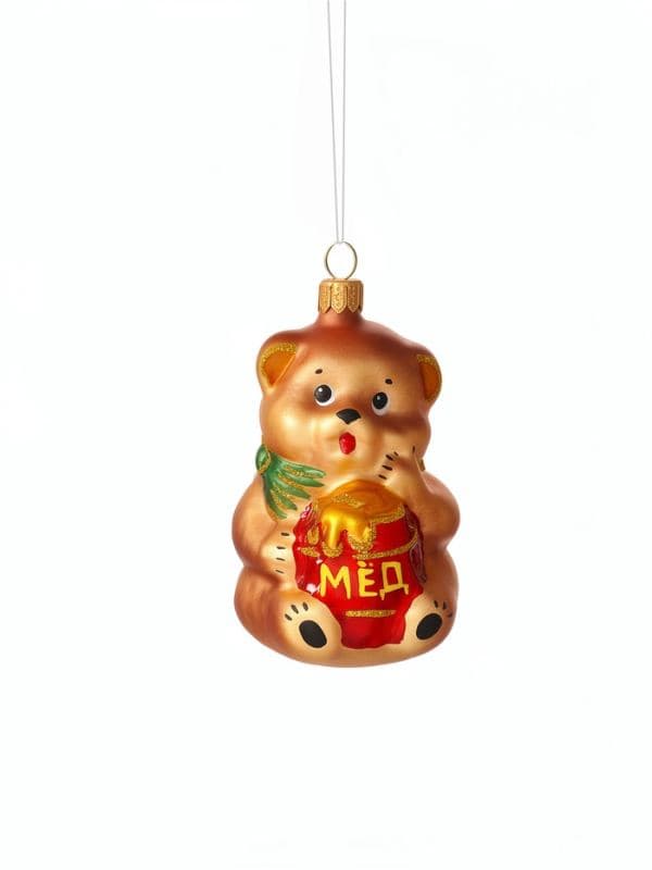Ёлочная игрушка «Мишка с мёдом», h=7.8 см — фото 2