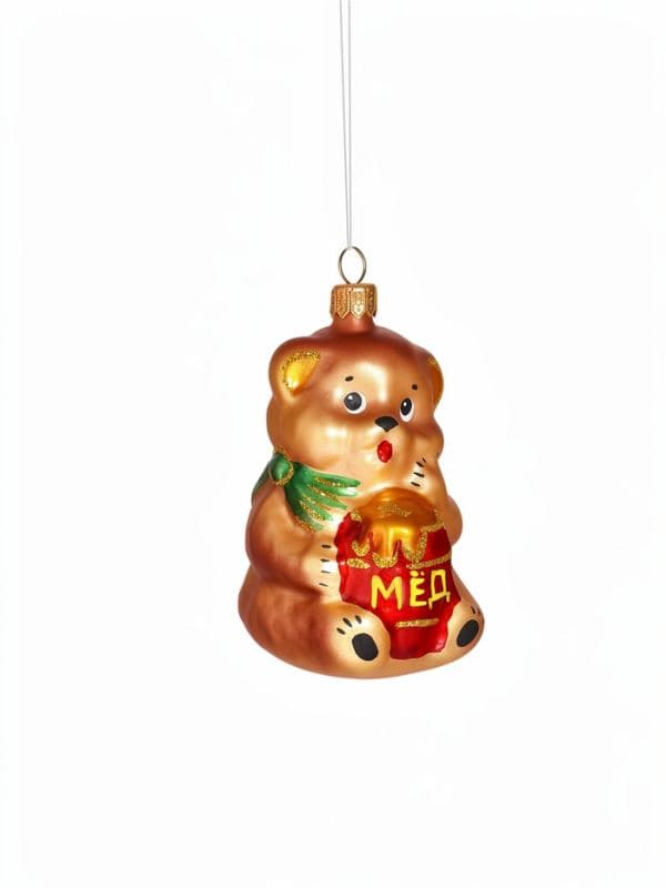Ёлочная игрушка «Мишка с мёдом», h=7.8 см — фото 3