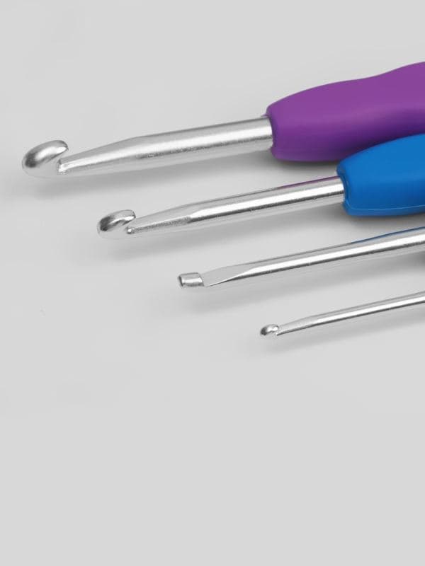 Крючки для вязания, с резиновой ручкой, d=2-5 мм, 14 см, 4 шт., разноцветные — фото 2