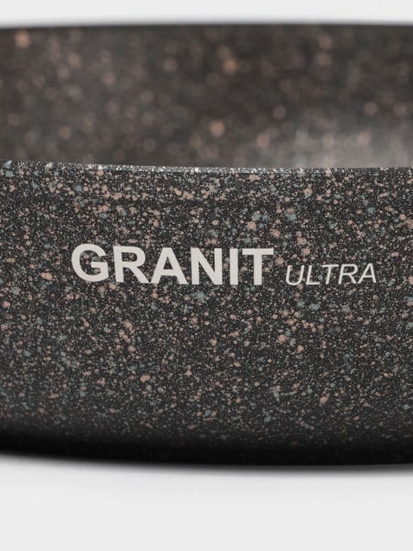 Сковорода KUKMARA Granit Ultra original, d=28 см, пластиковая ручка, антипригарное покрытие, литой алюминий, коричневая — фото 4