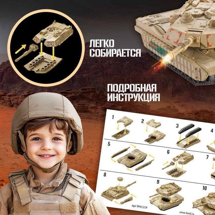 Сборная модель танка UNICON «Военная техника», 14 деталей, 6+ — фото 3