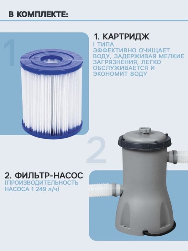 Бассейн каркасный Bestway Steel Pro 56681, 366×76 см, фильтр-насос, круглый — фото 2