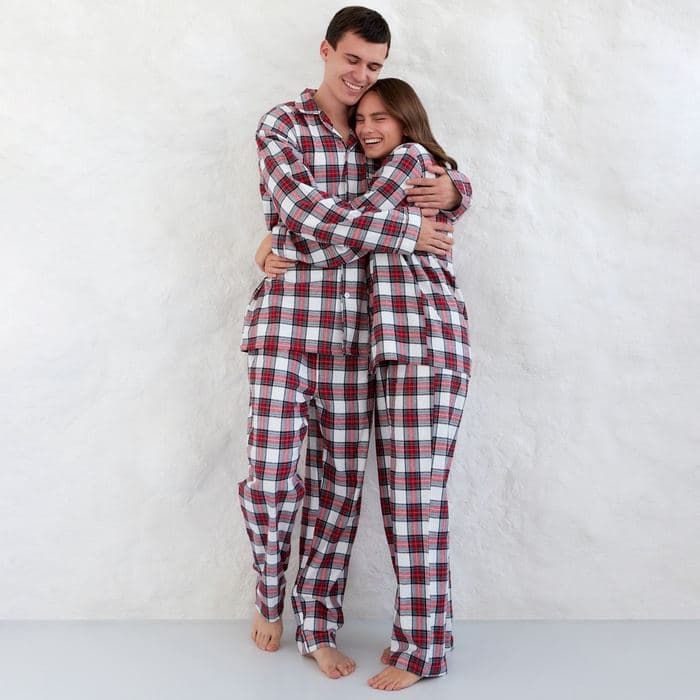 Пижама мужская из фланели: рубашка, брюки KAFTAN, бело-красная — фото 4