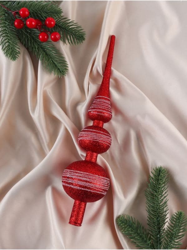 Верхушка на елку «Белые полосы» 6.5×30 см, бело-красный — фото 2