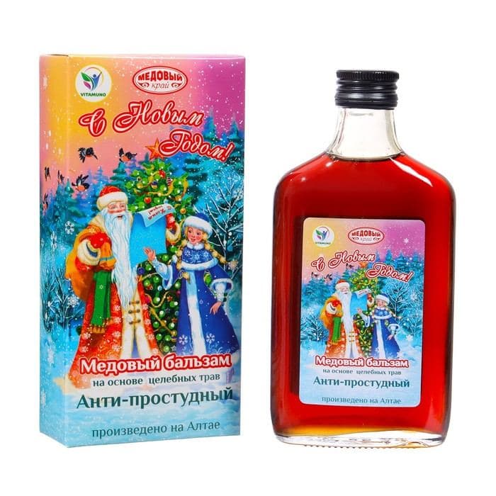Новогодний безалкогольный алтайский медовый бальзам на травах Vitamuno «Анти-простудный», 250 мл — фото 2