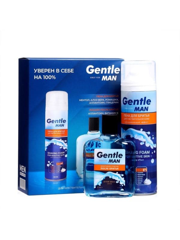 Подарочный набор косметики Gentle: пена для бритья, 200 мл + лосьон после бритья, 100 мл — фото 4
