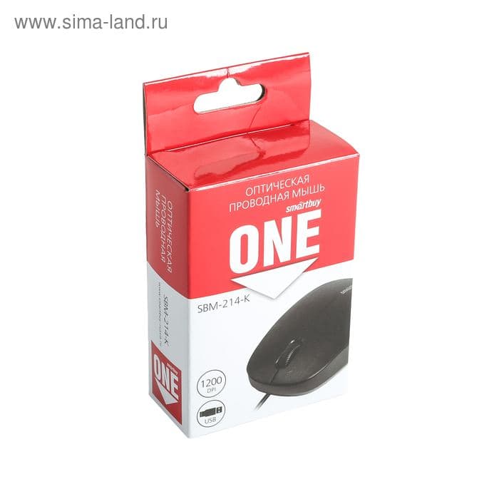 Мышь Smartbuy ONE 214-K, проводная, оптическая, 1200 dpi, USB, чёрная — фото 5