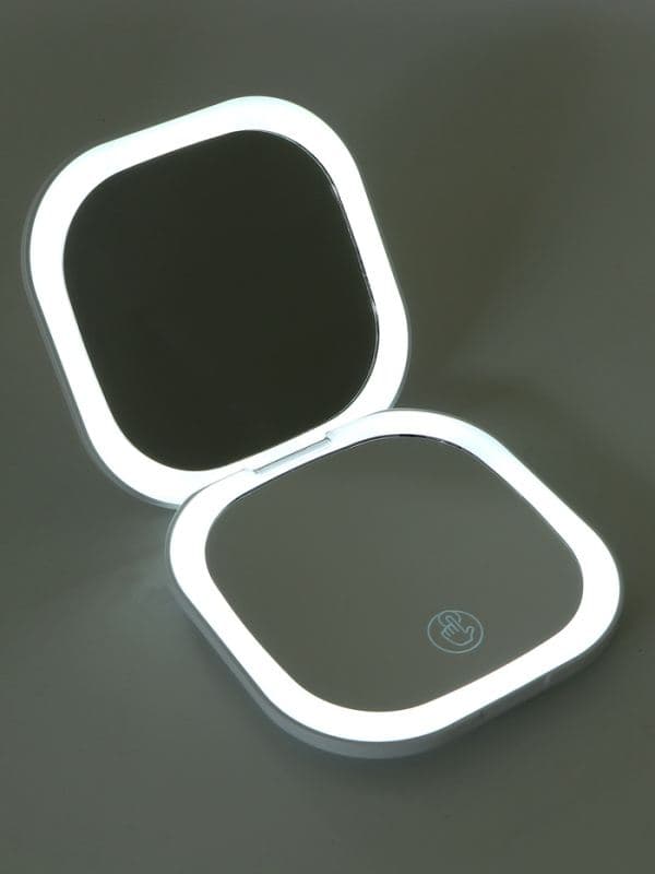 Зеркало косметическое с подсветкой и увеличением 3×, 1 LED, 9×9×1.3 см, от аккумулятора, белое — фото 2