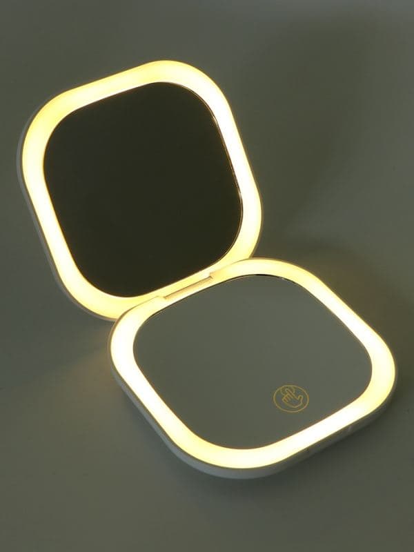 Зеркало косметическое с подсветкой и увеличением 3×, 1 LED, 9×9×1.3 см, от аккумулятора, белое — фото 3