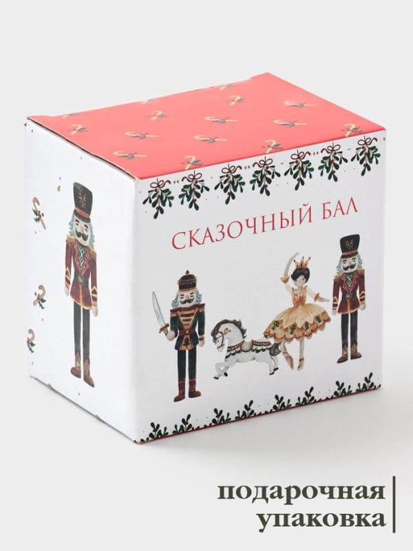 Кружка новогодняя Доляна «Сказочный бал. Щелкунчик», 330 мл, фарфор, белая — фото 3