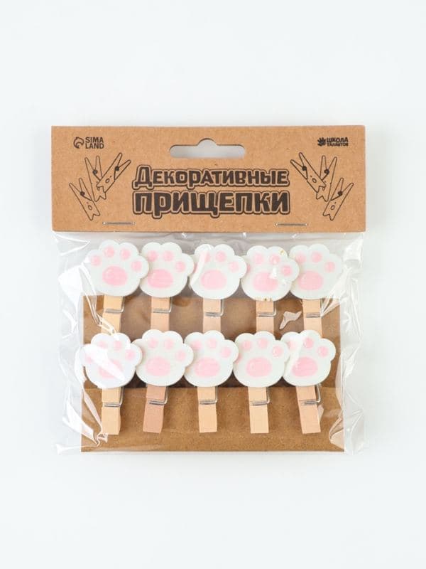 Прищепки декоративные «Розовые лапки», набор 10 шт. — фото 4