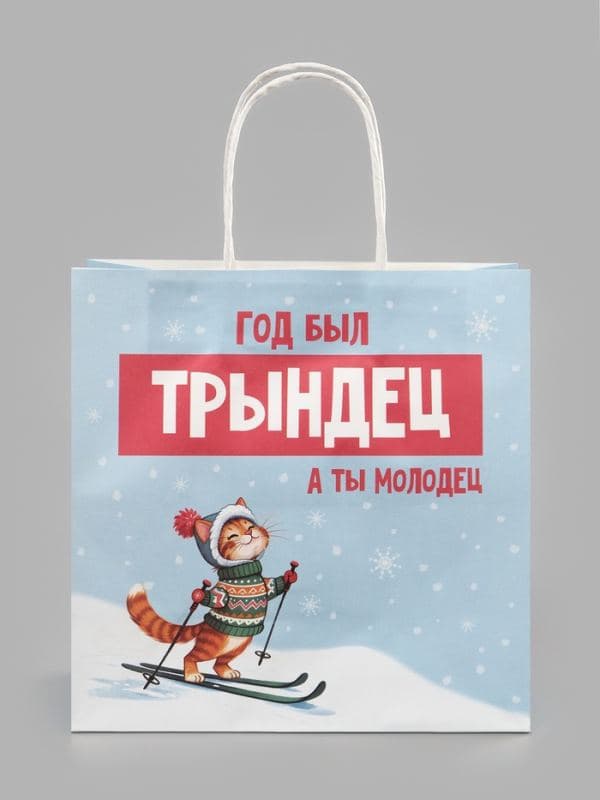Пакет подарочный крафтовый «Пожелания», 22×22×11 см — фото 2