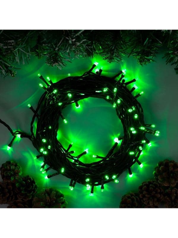 Гирлянда «Нить» 10 м, IP44, тёмная нить, 100 LED, свечение зелёное, 8 режимов, 220 В — фото 5
