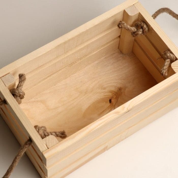 Кашпо деревянное трехреечное, ручки веревки, 24.5×14.5×11.5 см, натуральный, «Дарим Красиво» — фото 4