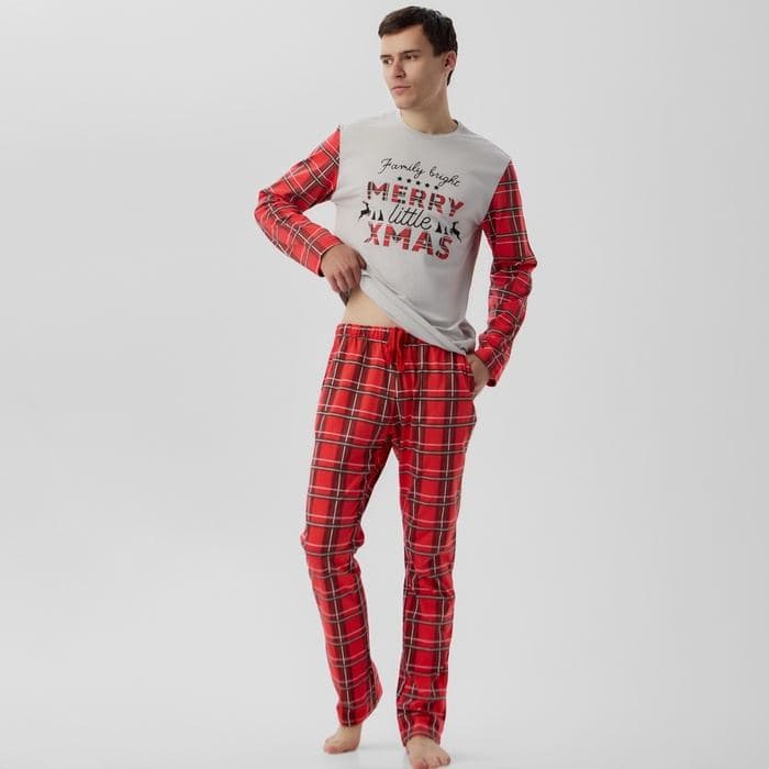 Пижама мужская: лонгслив, брюки KAFTAN X-mas, размер — фото 4