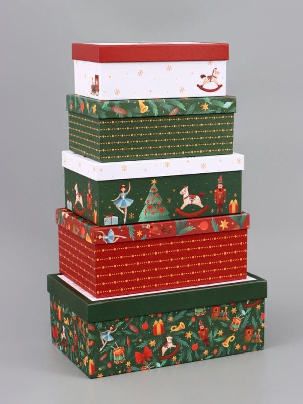 Коробка подарочная, набор 5 в 1 «Уютный Новый год», 32.5×20×12.5 - 22×14×8.5 см — фото 3