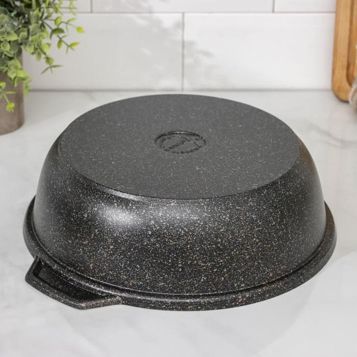 Кастрюля-жаровня KUKMARA Granit ultra original, 3 л, d=27 см, стеклянная крышка, антипригарное покрытие, серый — фото 4