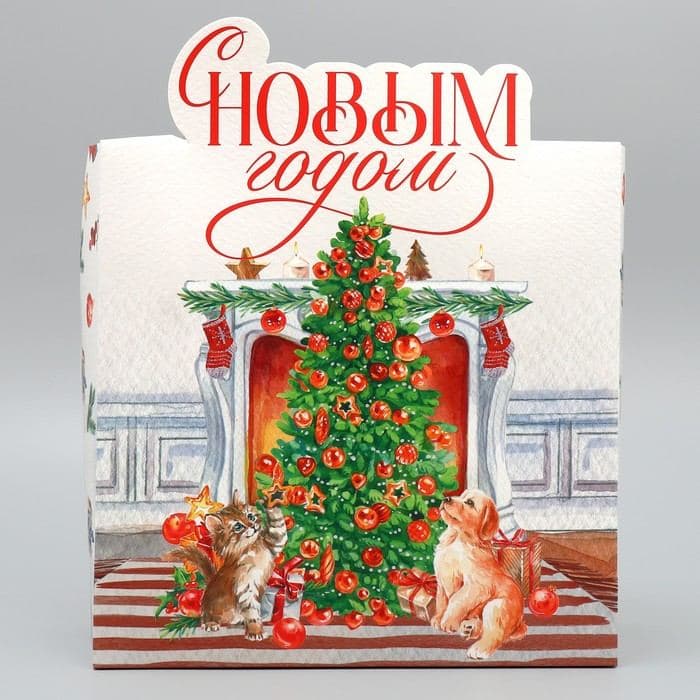 Подарочная коробка новогодняя складная «С Новым годом», 25×25×10 см — фото 2