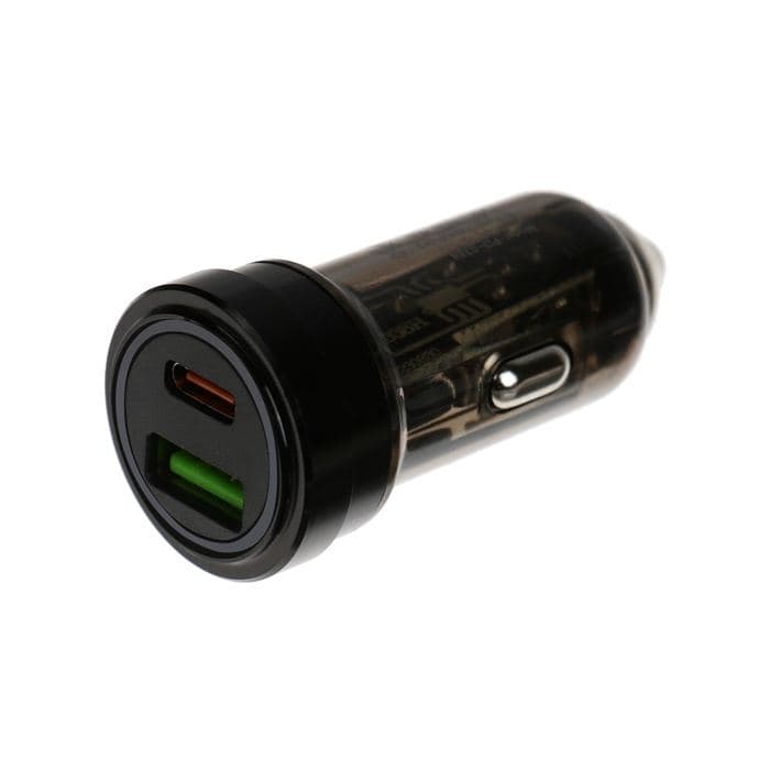 Автомобильное зарядное устройство Luazon AR-CA01, USB, Type-C, PD, 20 W, прозрачное, чёрное — фото 2