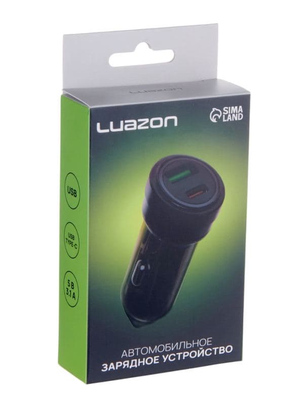 Автомобильное зарядное устройство Luazon AR-CA01, USB, Type-C, PD, 20 W, прозрачное, чёрное — фото 5