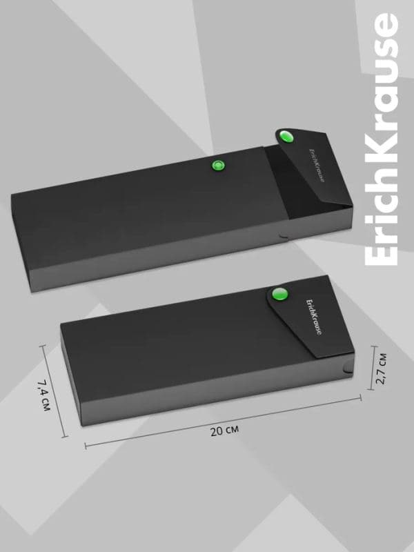 Пенал - футляр на кнопке ErichKrause Matt Accent, пластиковый, чёрный, МИКС — фото 4