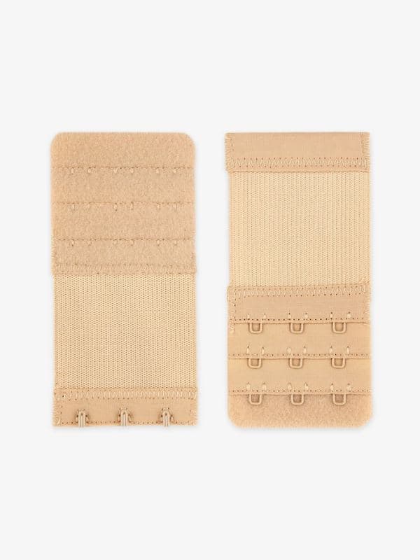 Застёжка для бюстгальтера, удлинитель, 3 ряда 3 крючка, 5×10.5 см, 3 шт., бежевая — фото 3