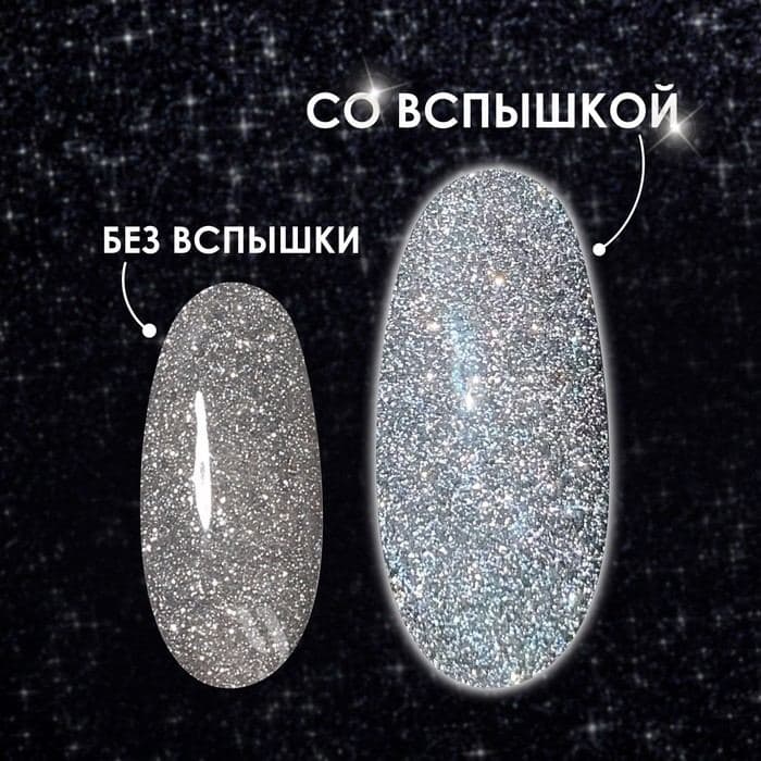 Блёстки для декора, средние, светоотражающие, серебристая — фото 2