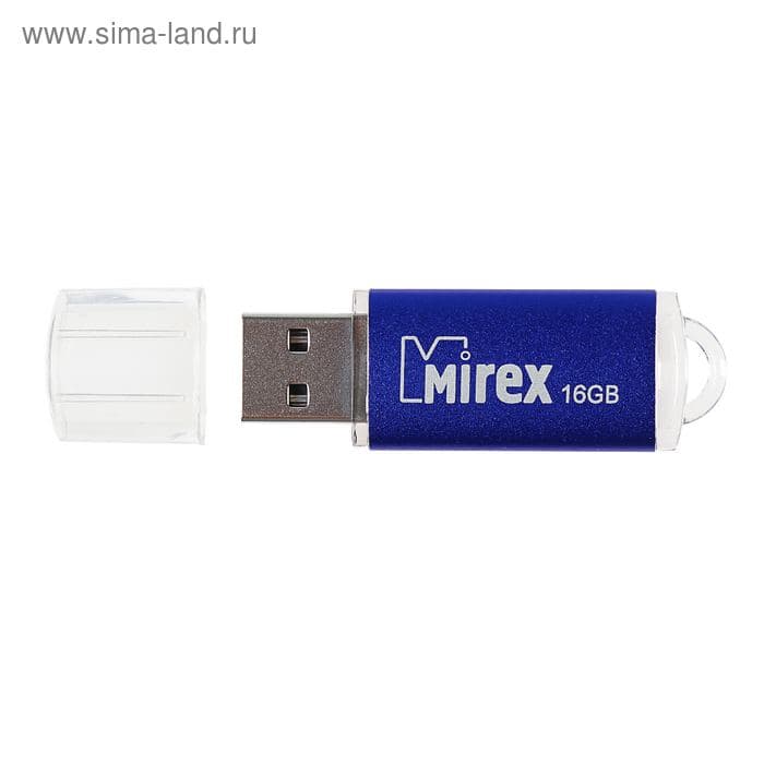 Флешка Mirex UNIT AQUA, 16 ГБ, USB 2.0, чтение до 25 Мб/с, запись до 15 Мб/с, синяя — фото 2