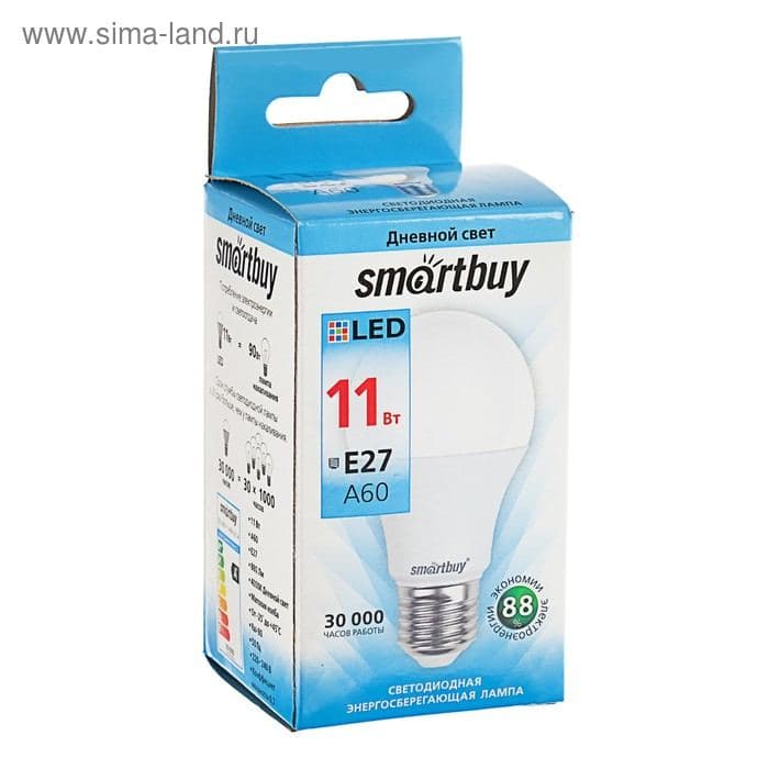 Лампа светодиодная Smartbuy, E27, A60, 4000 К, свечение белое — фото 3