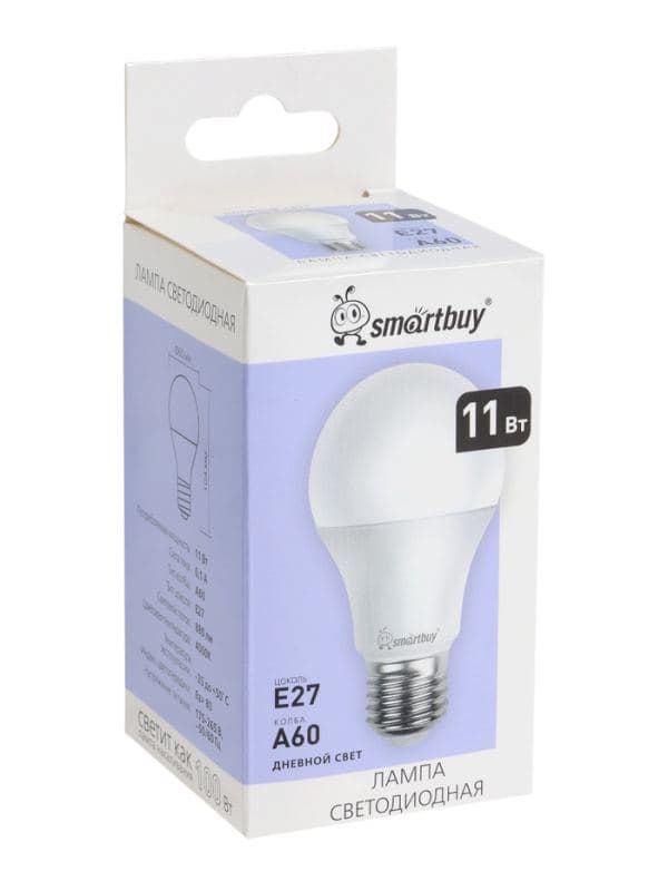 Лампа светодиодная Smartbuy, E27, A60, 4000 К, свечение белое — фото 5
