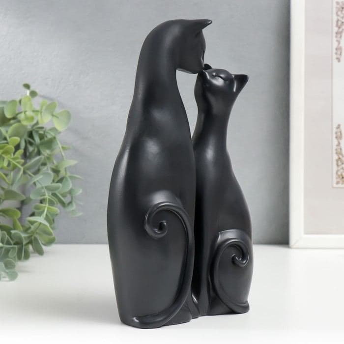 Фигурка полистоун «Кот и кошка - поцелуй», чёрная, 22×12.5×5.5 см — фото 2