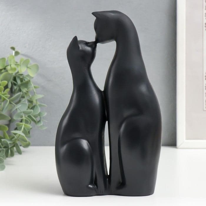 Фигурка полистоун «Кот и кошка - поцелуй», чёрная, 22×12.5×5.5 см — фото 3