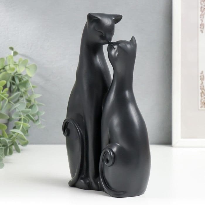 Фигурка полистоун «Кот и кошка - поцелуй», чёрная, 22×12.5×5.5 см — фото 4