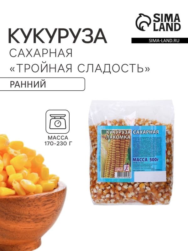 Семена Кукуруза сахарная «Тройная сладость», 500 г, «Сембат» — фото 1
