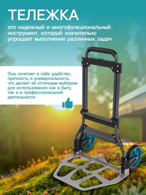 Тележка ручная хозяйственная, двухколёсная, нагрузка до 100 кг, складная, грузовая, Greengo — фото 5