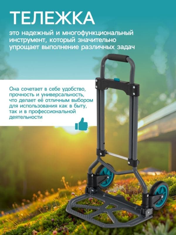 Тележка ручная хозяйственная, двухколёсная, нагрузка до 60 кг, складная, грузовая, Greengo — фото 5