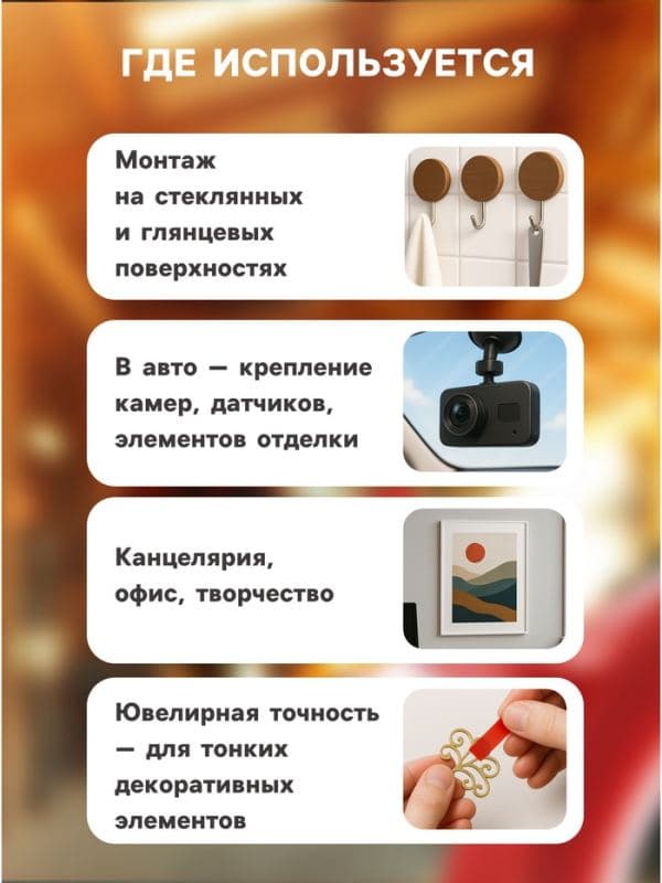 Лента клейкая TORSO, прозрачная, двусторонняя, акриловая, 12 мм × 2 м — фото 3