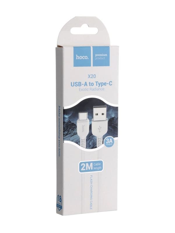 Кабель Hoco X20, Type-C - USB, 3 А, 2 м, PVC оплетка, белый — фото 4