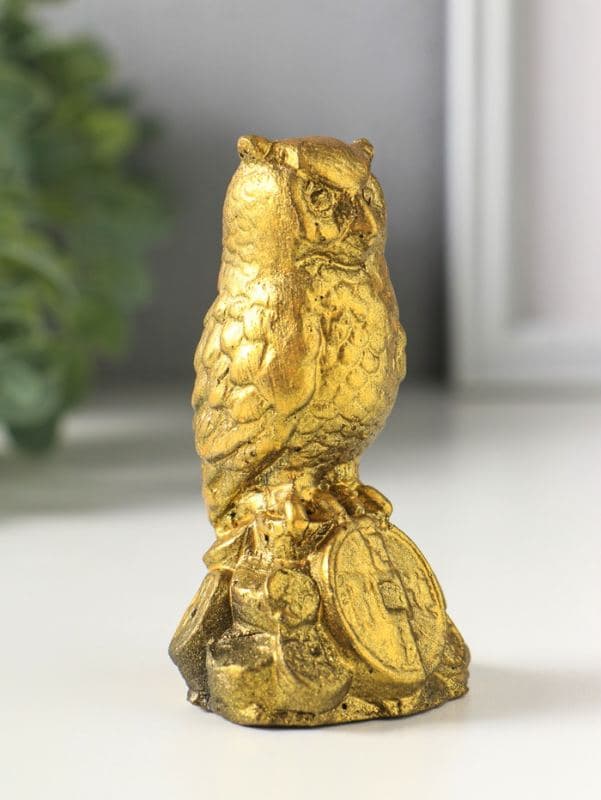 Фигурка гипс «Филин с деньгами», 10×5 см, под золото — фото 3