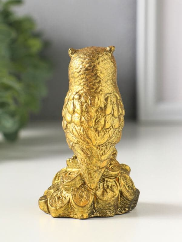 Фигурка гипс «Филин с деньгами», 10×5 см, под золото — фото 4