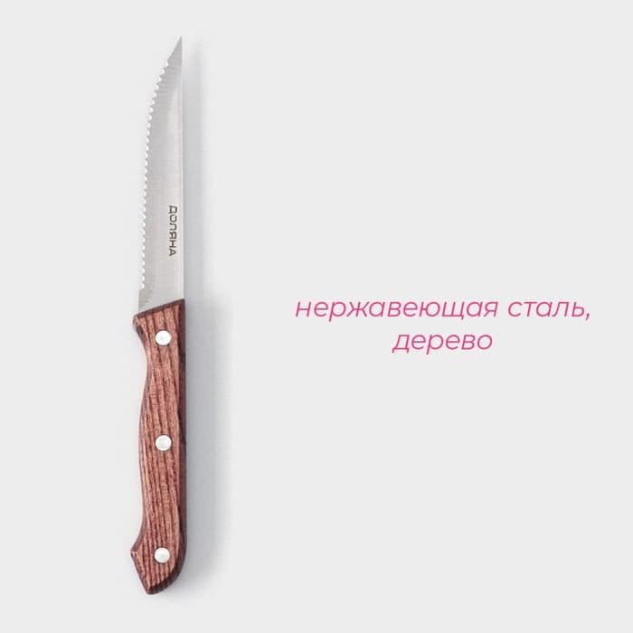 Нож для мяса и стейков Доляна Ecology, лезвие 11 см, коричневый — фото 2